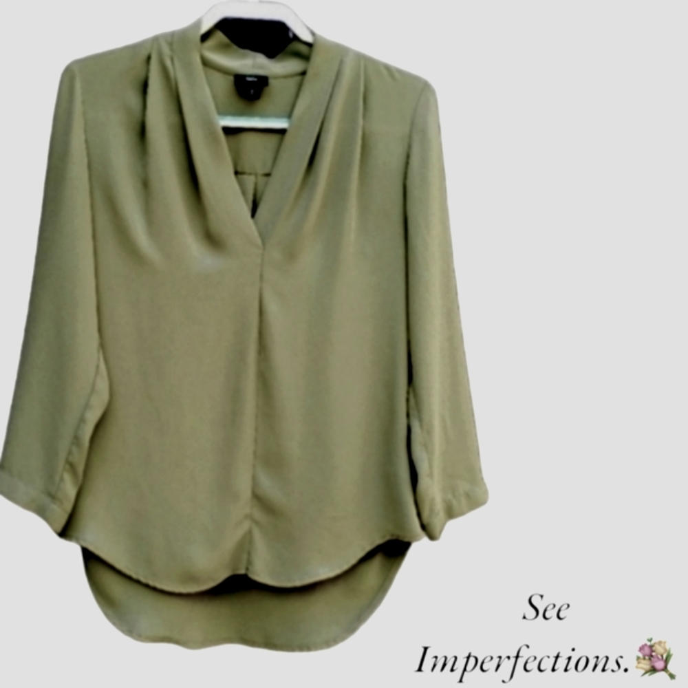 Mossimo HiLo Vneck Semi Sheer Top S Green Long Sleeve V Neck  Lightweigh…